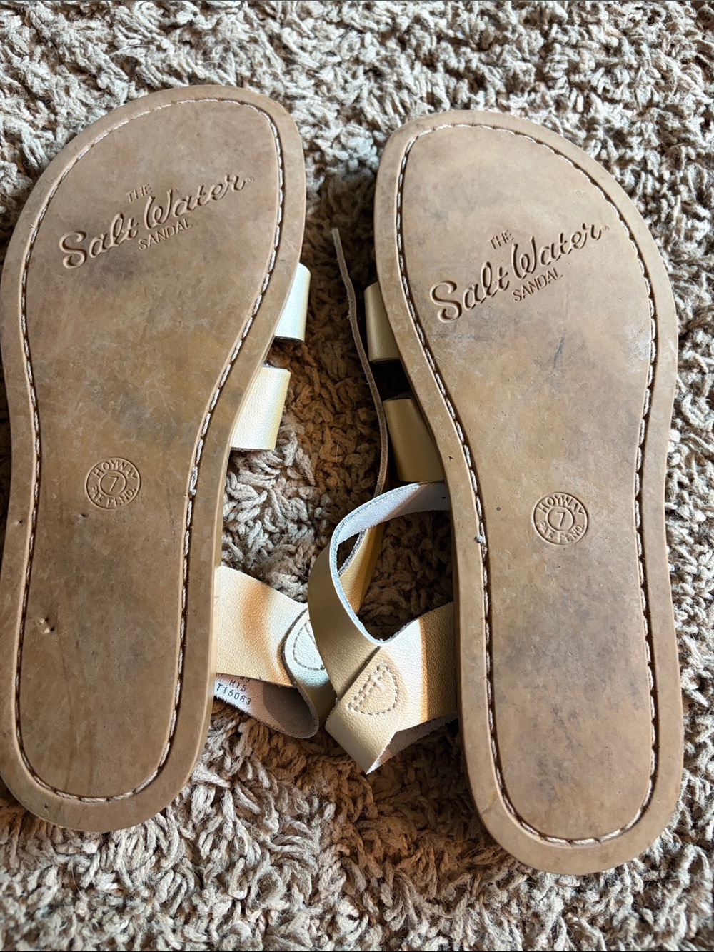 Salt Water Sandals by Hoy Metallic Gold Strappy Women's Sandals - Picture 2 of 7